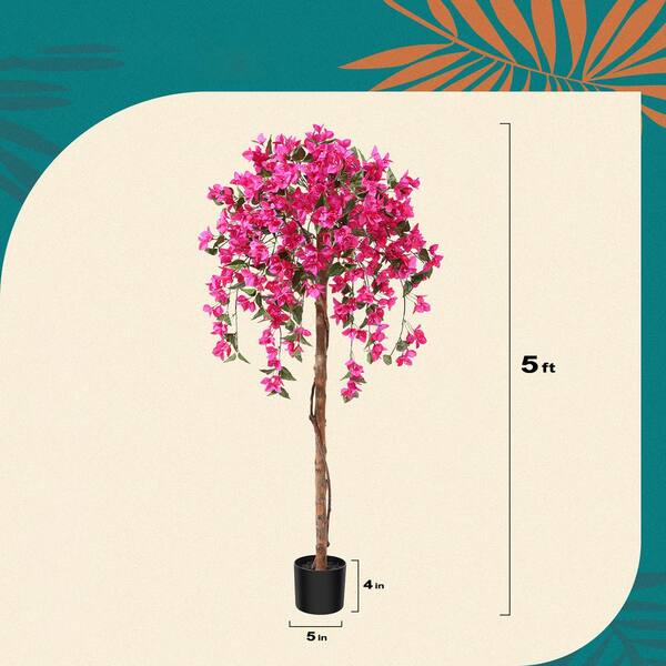 5.2 Feet  155 CM  Artificial Bougainvillea Plant For Indoor And Outdoor Home Shop Office Restaurant Decoration Dark Green Pack Of 1 Without Pot
