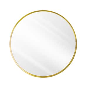 28 in. W x 28 in. H Round Metal Framed Wall Bathroom Vanity Mirror in Gold