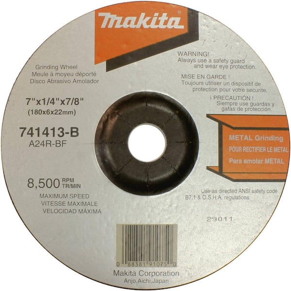 7 in. x 7/8 in. x 1/4 in. Grinding Wheel, 24-Grit, General Purpose Metal (10-Pack)