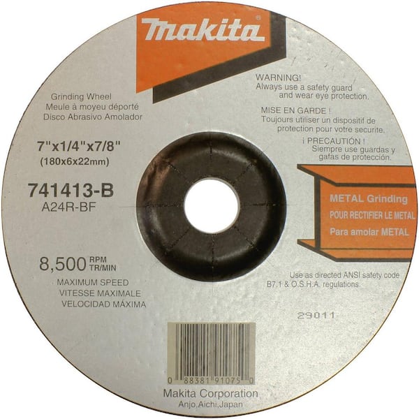 Makita 7 in. x 7/8 in. x 1/4 in. Grinding Wheel, 24-Grit, General Purpose Metal (10-Pack)
