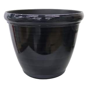 Derby Large 15 in. x 12 in. 20 QT Black High-Density Resin Outdoor Planter