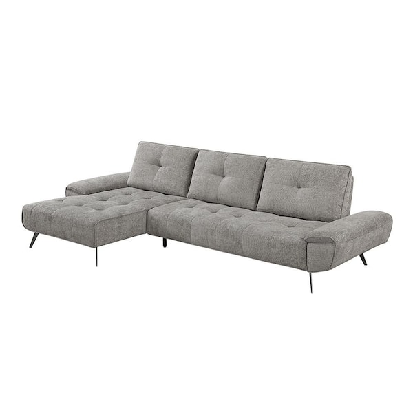 Lazzara Daphine 125 in. Pillow Top Arm 2-Piece Chenille Fabric Sectional Sofa in Dove Gray with Left Chaise