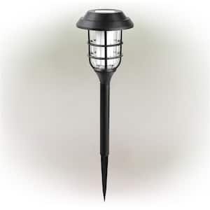17 in. Tall Outdoor Solar Powered Black LED Path Light Torch Light Stakes (Set of 6)