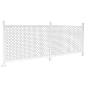 3 ft. x 32 ft. White Plastic Lattice Fence Panel Kit Hard Surface (Base Mounts)