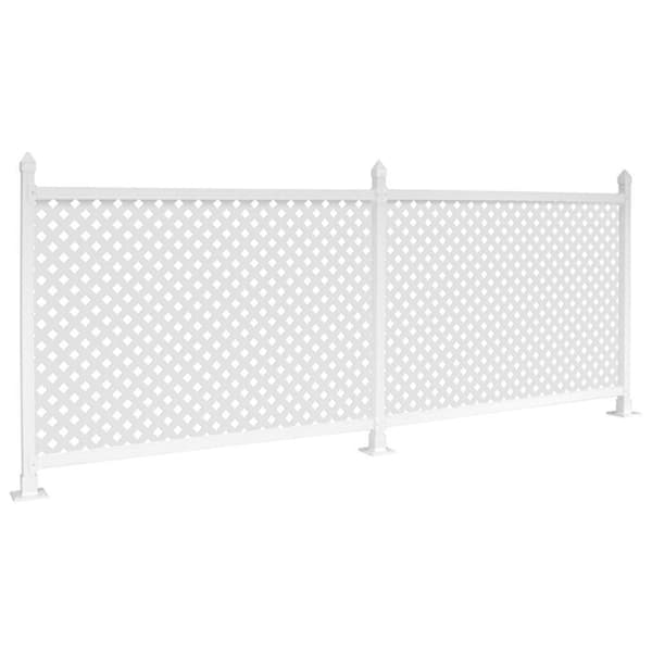 SnapFence 3 ft. x 40 ft. White Vinyl Lattice Fence Panel Kit- Hard Surface (Base Mounts)