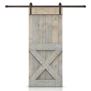 Mini X 40 in. x 84 in. Smoke Gray Stained DIY Wood Interior Sliding Barn Door with Hardware Kit
