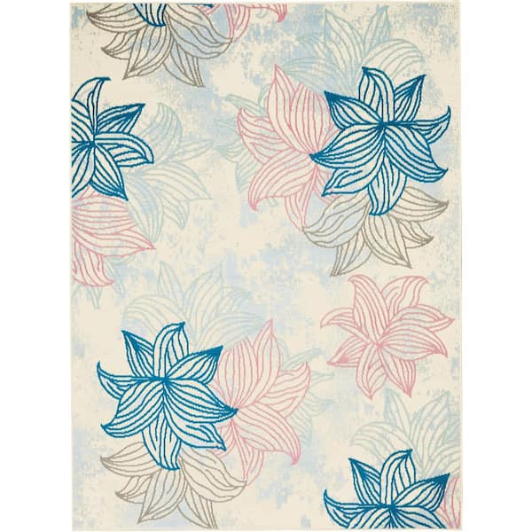 Nourison Jubilant Ivory/Multicolor 6 ft. x 9 ft. Moroccan Farmhouse Area Rug