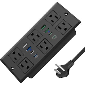 14-Outlets Recessed Power Socket Power Strip with 6.5 ft. Extension Cord/USB A/C