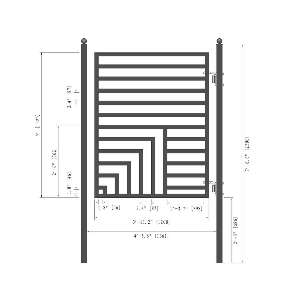 Florence Style Black Galvanized Steel Pedestrian Gate 5 x 4 ft