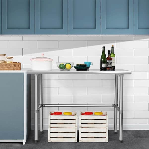 30 in. x 60.1 in. Stainless Steel Prep and Work Table with Galvanized Legs for Restaurant, Home and Hotel