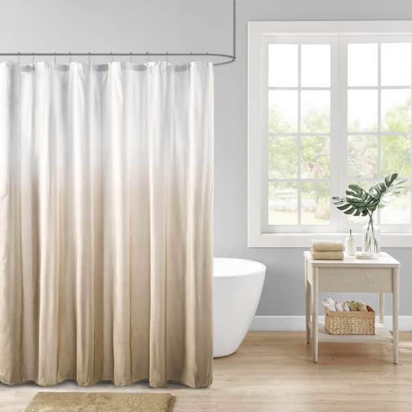Loire Taupe 72 in. x 72 in. Ombre Printed Seersucker Shower Curtain