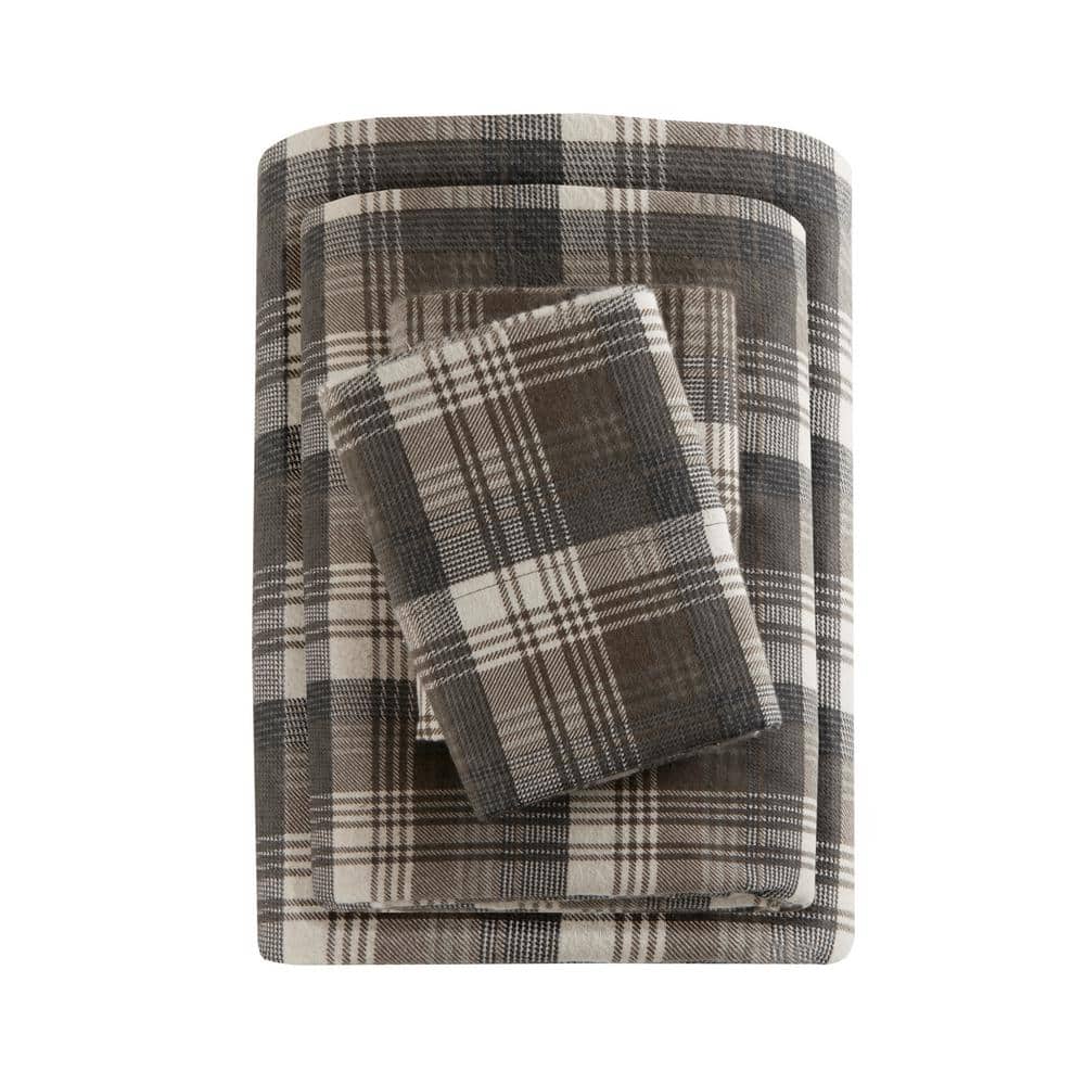 Cotton Flannel 4-Piece Brown Plaid Cal King Sheet Set price history on PriceWatchPro