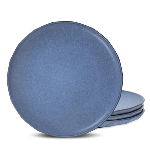 Rio 4-Piece Blue Stoneware Dinner Plate Set (Service for 4)