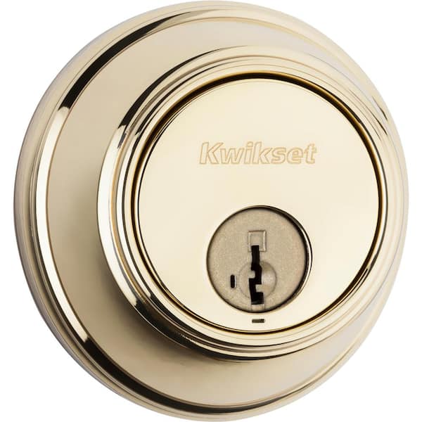 Kwikset 817 Series Polished Brass Single Cylinder Round Deadbolt Featuring SmartKey Security