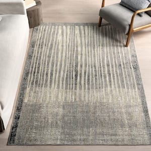 Emely Modern Striped Light Grey 8 ft. x 10 ft. Modern Area Rug