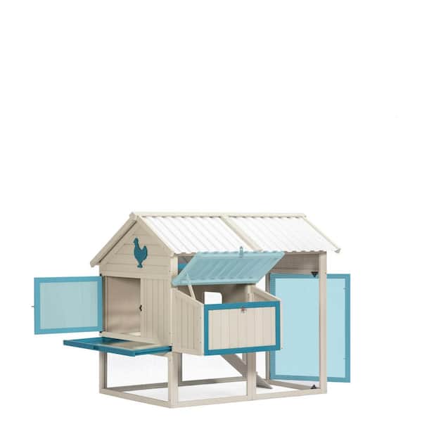 maocao hoom Weatherproof Outdoor Chicken Coops with Waterproof PVC Roof, Removable Bottom Suitable for 6-8 Chickens