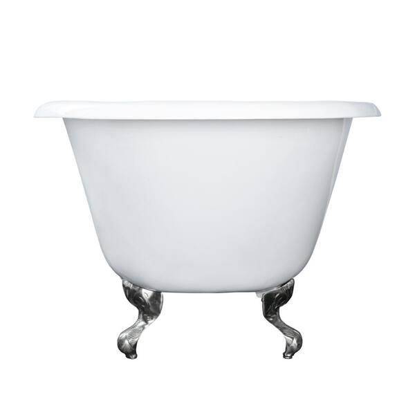 Aristo 55 in. Cast Iron Roll Top Clawfoot Non-Whirlpool Bathtub in White with 7 in. Faucet Holes and CP Feet Aristo 55 in. Cast Iron Roll Top Clawfoot Non-Whirlpool Bathtub in White with 7 in. Faucet Holes and CP Feet