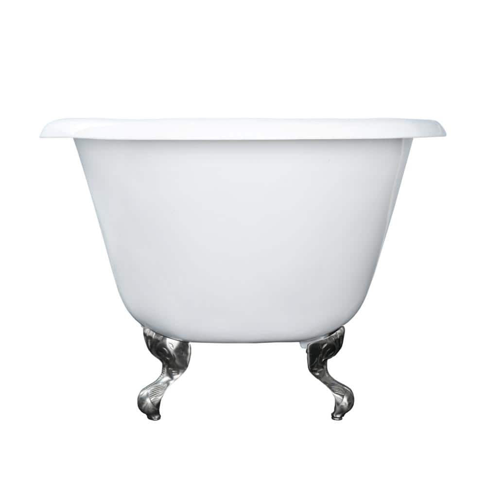 Elegant White Cast Iron Clawfoot Freestanding Bathtub, 48-inch
