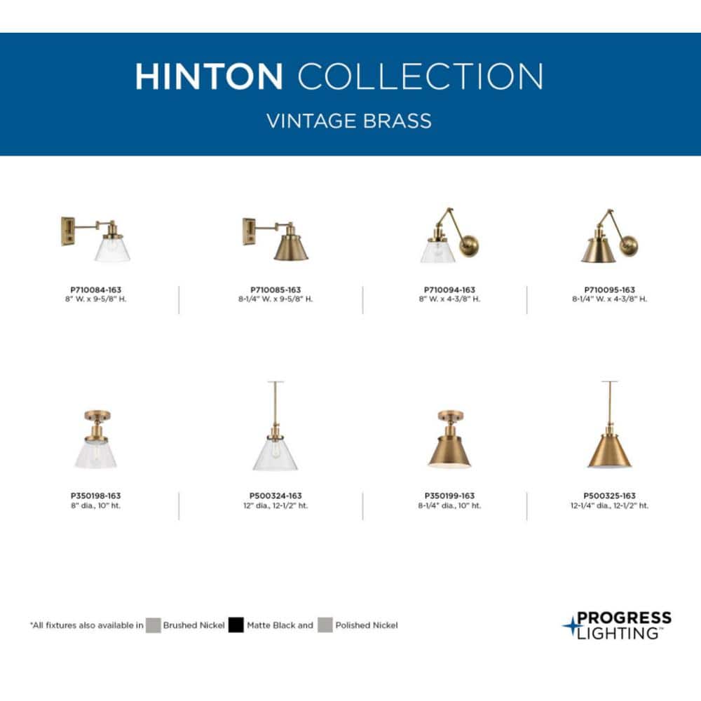 Hinton Vintage Brass 1-Light Semi-Flush Mount Ceiling Light