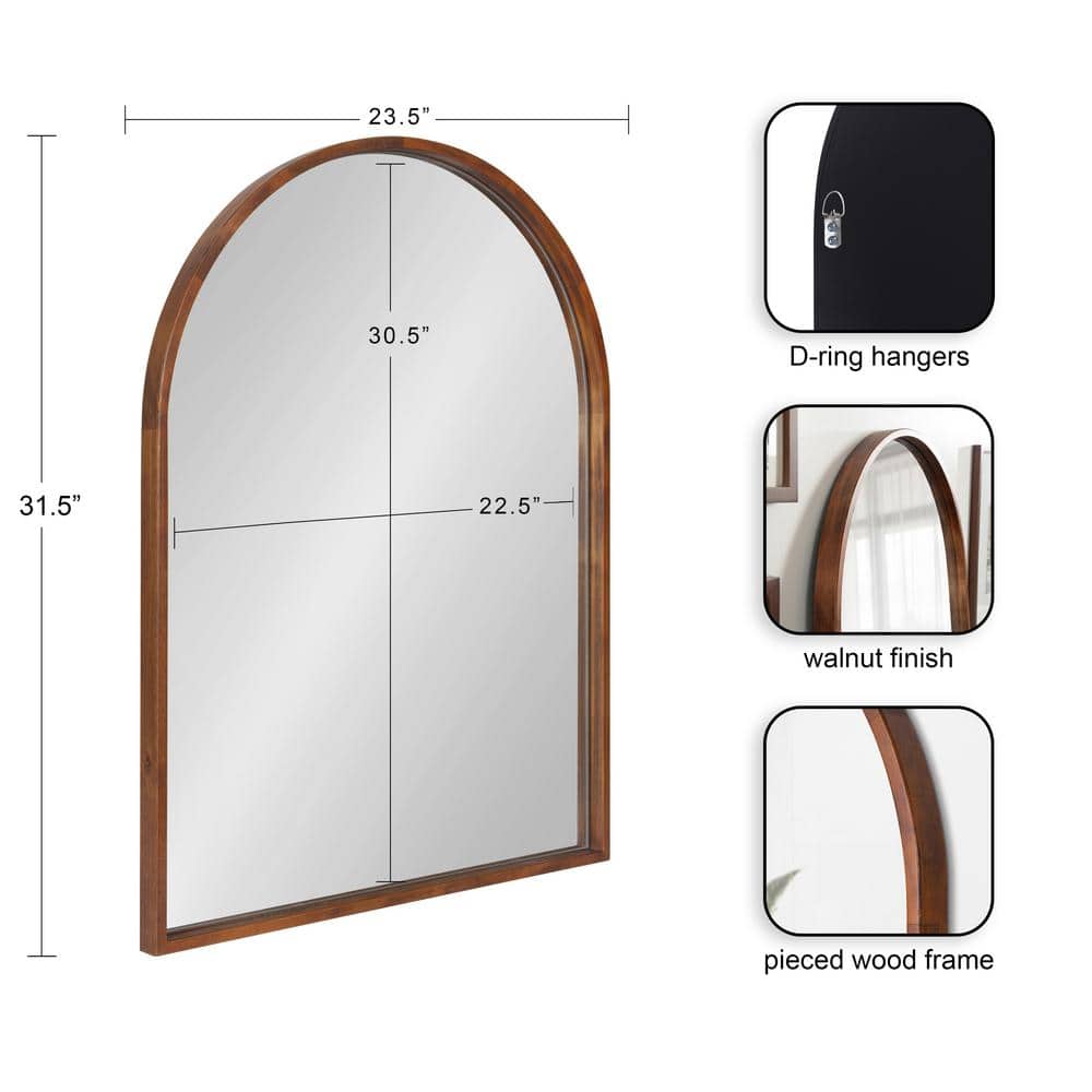 Valenti Walnut Brown Arched Wall Vanity Mirror