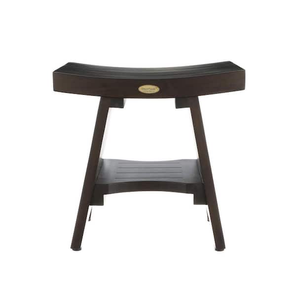 Serenity 18 in. Teak Shower Bench, Teak Bench for Shower, Teak Bench, Teak Shower Stool, in Woodland Brown