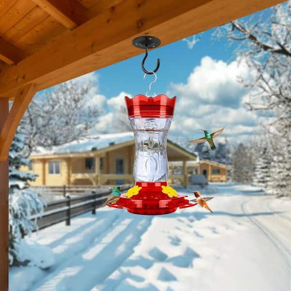 Justincity Red Glass Outdoor Mount Leakproof Bee Guard Hummingbird