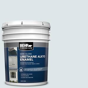 5 gal. #BL-W03 Blue Bird Day Urethane Alkyd Semi-Gloss Enamel Interior/Exterior Paint