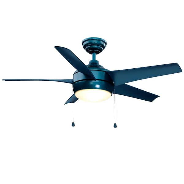 Hampton Bay Windward 44 in. Indoor Blue Ceiling Fan with Light Kit