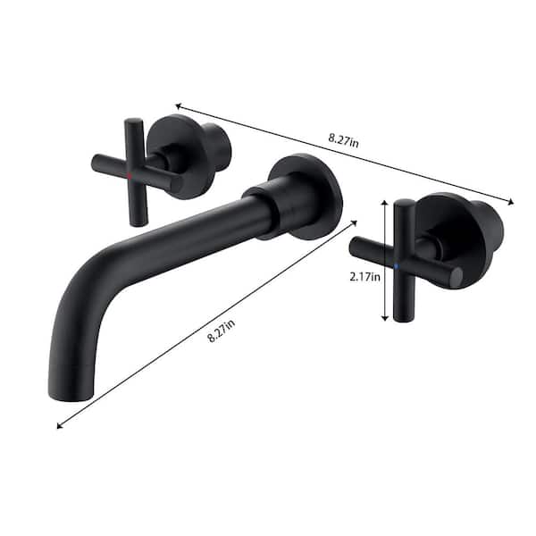 WELLFOR 2-Handle Wall Mount Bathroom Faucet with Cross Handles in