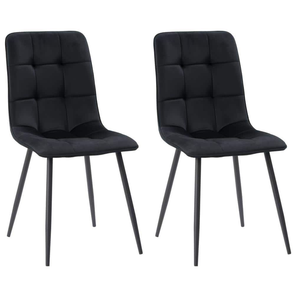 CorLiving Nash Black Velvet Tufted Side Chair (Set of 2) -  DDW-300-C