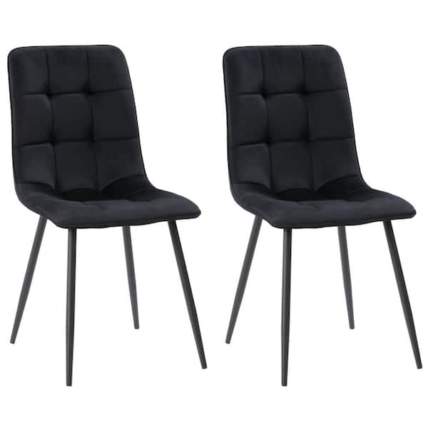 CorLiving Nash Black Velvet Tufted Side Chair (Set of 2)