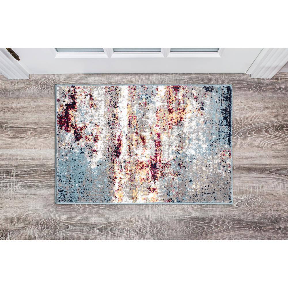 Multi Abstract Watercolor Polypropylene Area Rug 2' x 3'
