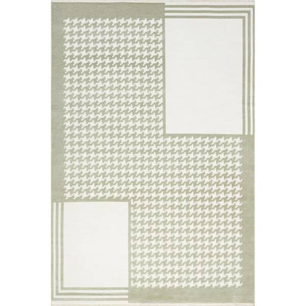 nuLOOM Iyla Geometric Reversible Green 5 ft. x 8 ft. Modern Area Rug