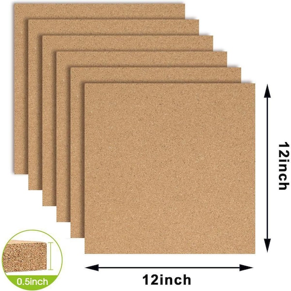 Afoxsos 12 x 12 Self Adhesive Cork Board Tiles Natural Cork Strong
