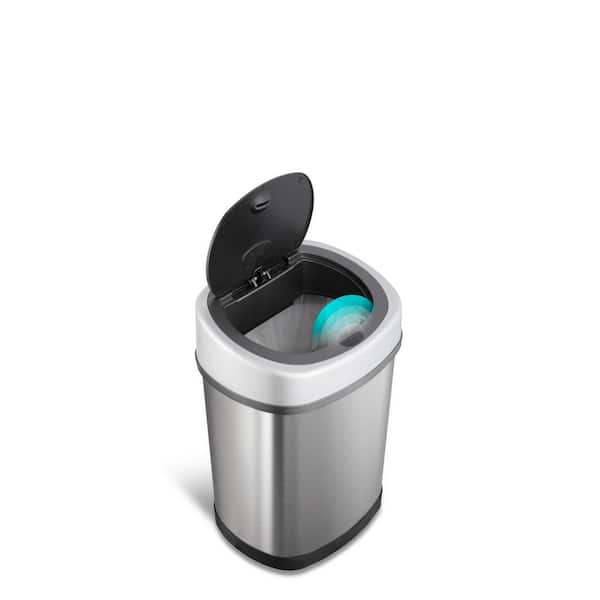 NINESTARS 3.2 gal. Brushed Stainless Steel Motion Sensing Touchless Trash Can