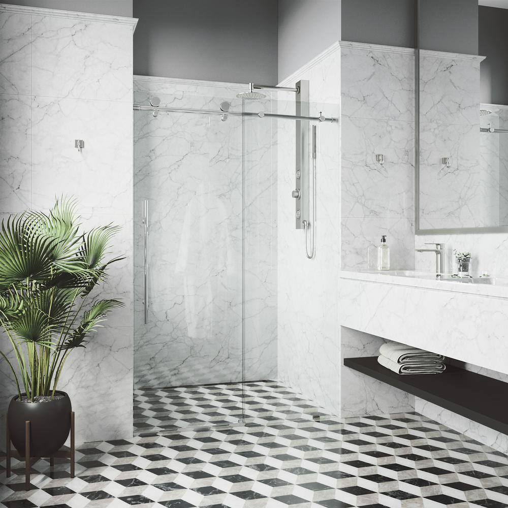 Elan E-Class Frameless Chrome Sliding Shower Door with Clear Glass