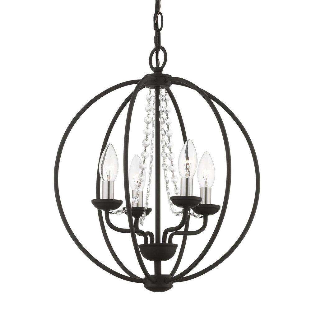 Arabella Black Nickel 4-Light Orb Chandelier with Draping Crystals