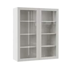 Designer Series Edgeley Assembled 36x42x12 in. Wall Kitchen Cabinet with Glass Doors in Glacier