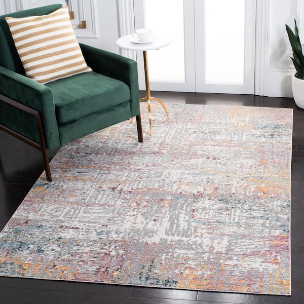Crystal 9 ft. x 12 ft. Beige/Rust Distressed Marle Area Rug