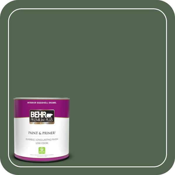 BEHR PREMIUM PLUS 1 qt. #S410-7 Equestrian Green Eggshell Enamel Low Odor Interior Paint & Primer
