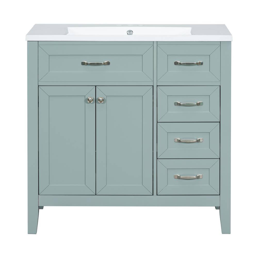 35.98 in. W x 18.03 in. D x 35.98 in. H Freestanding Bath Vanity in Green w