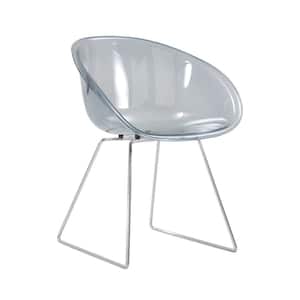 Gray Plastic Clear Semicircle Accent Dinning Chair（Set of 2）