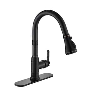 Single Handle Pull Down Sprayer Kitchen Faucet High Arc Spout with 360° Swivel in Oil Rubbed Bronze