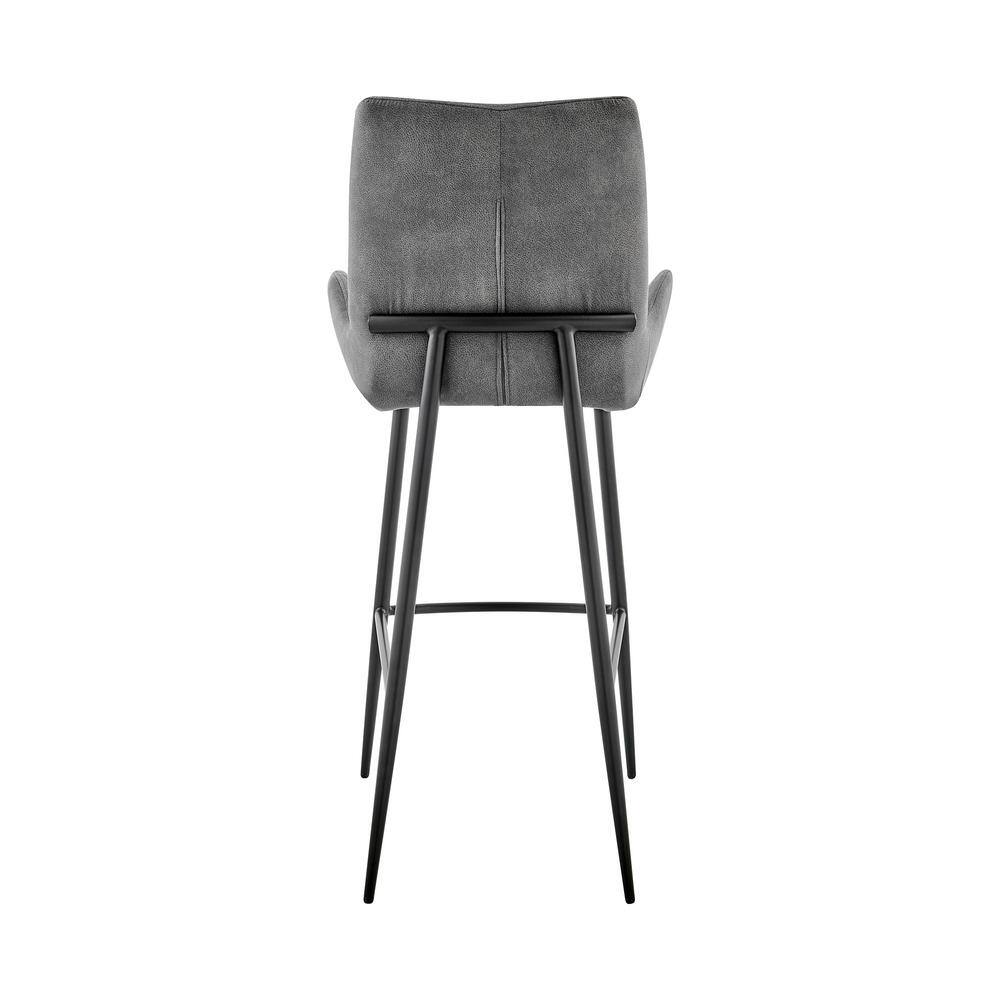 Contemporary Charcoal Fabric & Black Metal Adjustable Swivel Counter Stool