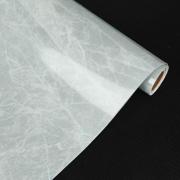 Vsmile High Temperature Resistant Stick Kitchen Wallpaper, PET Greaseproof Wall Sticker, Gray (23.62 in. x 196.85 in.)