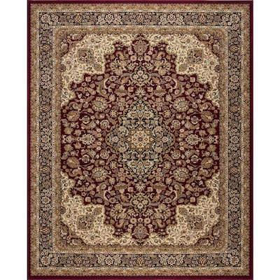 Silk Road Red 4 ft. x 6 ft. Medallion Area Rug