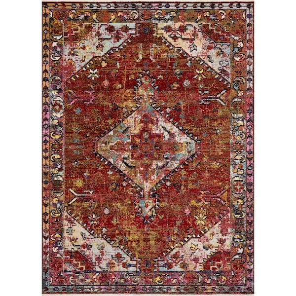 Loloi Silvia Red/Multi 2 ft. 6 in. x 10 ft. Runner Oriental 100% Polypropylene Pile Area Rug Runner Rug