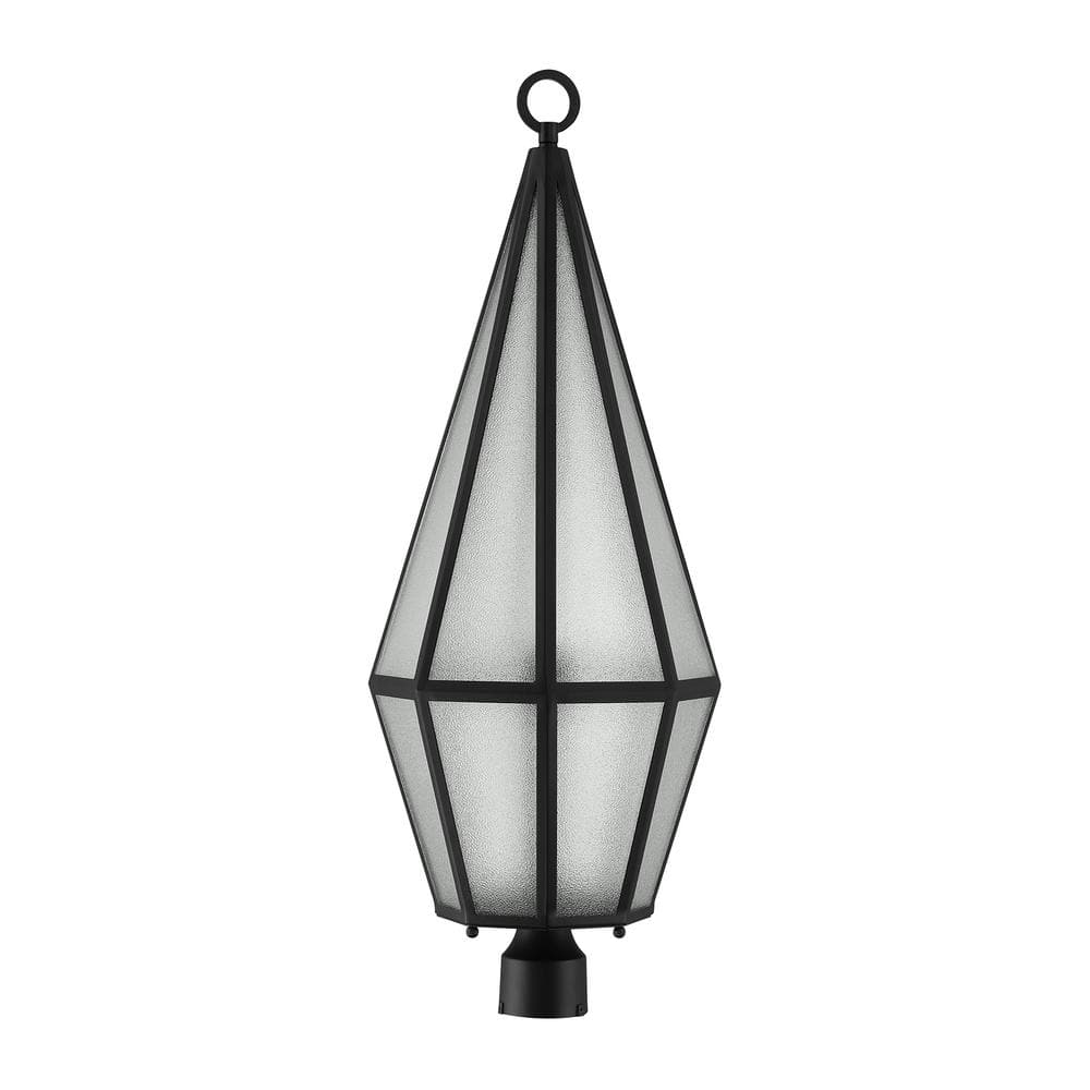 Peninsula Matte Black Art Glass Outdoor Post Lantern