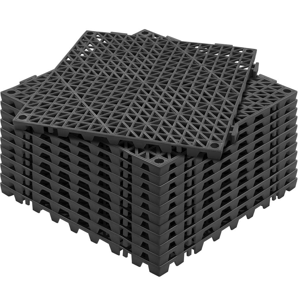 VEVOR Interlocking Drainage Floor Tiles 12 Pack 12 in. x 12 in. x 0.6 ...