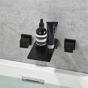 2-Handle Rectangular Waterfall Wall Mounted Bathroom Faucet in Matte Black